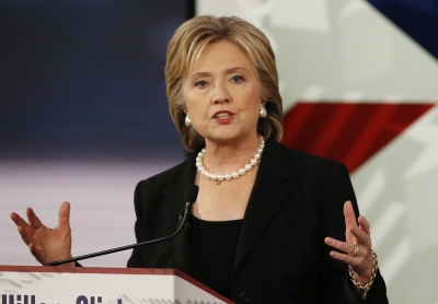 Democratic U.S. presidential candidate and former Secretary of State Hillary Clinton speaks during the second official 2016 U.S. Democratic presidential candidates debate in Des Moines, Iowa, November 14, 2015.