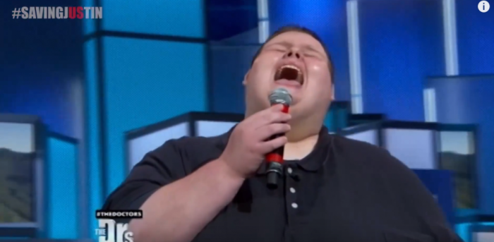 Obese teenager Justin Williamson sings 'When I Sing' as a celebration of his efforts to lose weight.
