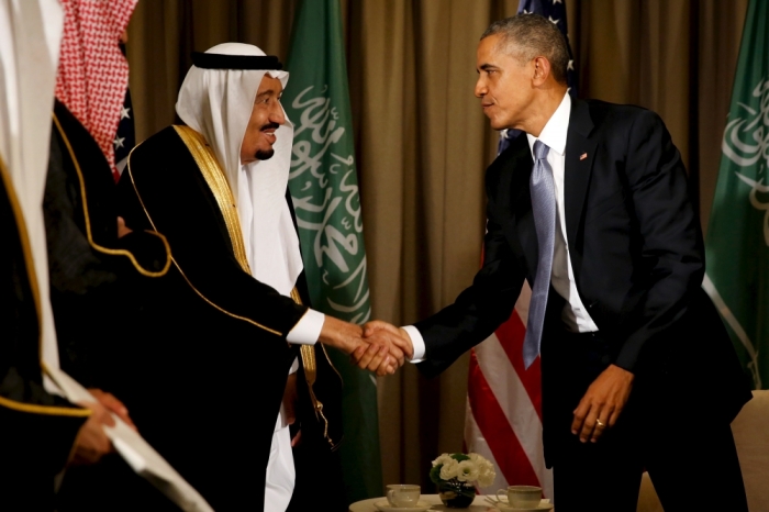 U.S. President Barack Obama (2nd R) concludes a meeting with Saudi Arabia's King Salman (3rd L) at the G20 summit at the Regnum Carya Resort in Antalya, Turkey, November 15, 2015.