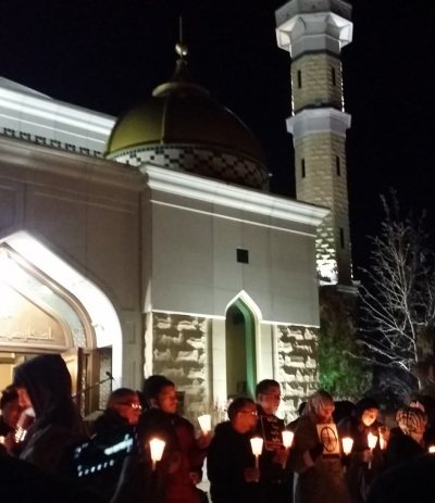 Interfaith vigil is held in November 2015 in remembrance of the victims of terrorist attacks in Paris, France and Beirut, Lebanon.