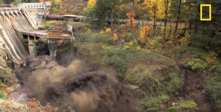 A dam is taken out of commission by explosions.