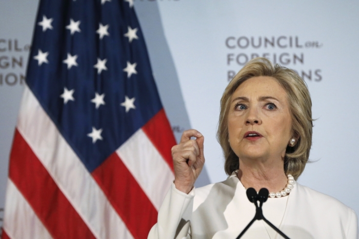 Democratic U.S. presidential candidate Hillary Clinton speaks at the Council on Foreign Relations in New York, November 19, 2015.
