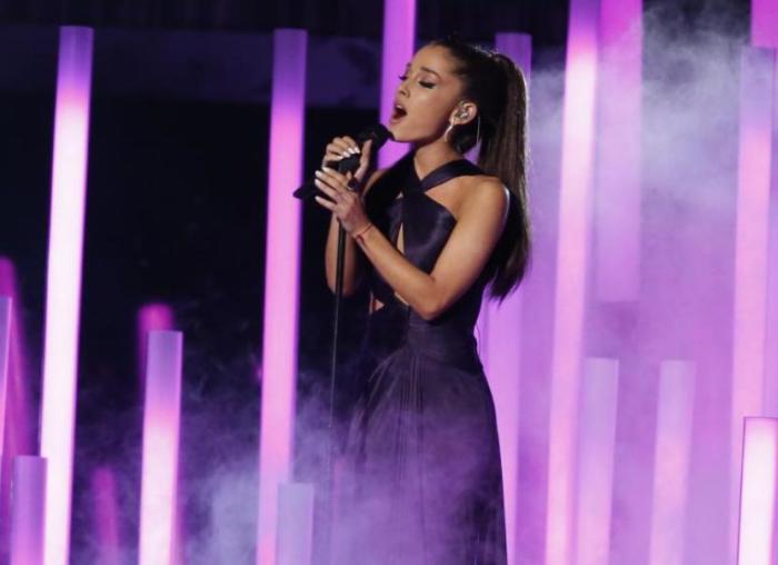 Ariana Grande performs 'Just a Little Bit of Your Heart' at the 57th annual Grammy Awards in Los Angeles, California February 8, 2015.