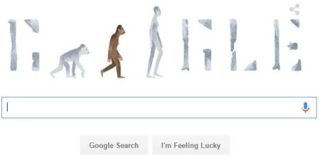 Google main page illustration in honor of "Lucy" as it appeared on November 24, 2015.