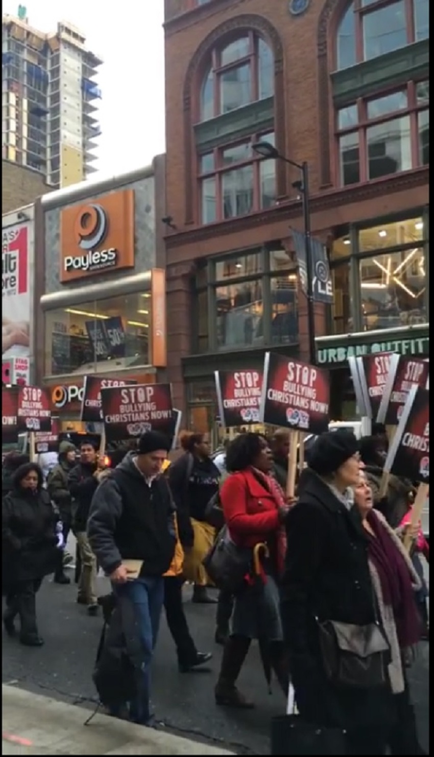 "Stop Bullying Christians Now" rally that took place in Toronto, Canada, on November 21, 2015.