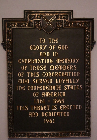 A plaque at St. Paul's Episcopal Church in Richmond, Virginia honoring the soldiers who served in the army of the Confederate States of America.