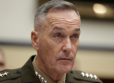 U.S. Joint Chiefs Chairman Marine Corps Gen. Joseph Dunford Jr. testifies before a House Armed Services Committee hearing on "U.S. Strategy for Syria and Iraq and its Implications for the Region" in Washington December 1, 2015.