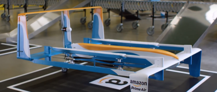 Amazon shows off new drone delivery system.