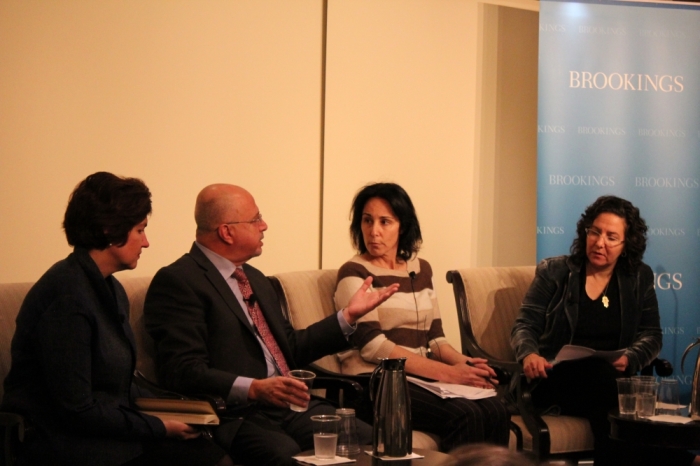 A panel compiled by the Brookings Institute discusses the Center for Middle East Policy's 2015 survey on American attitudes toward the Middle East and Israel at the Carnegie Endowment for International Peace in Washington D.C. on Dec. 4, 2015.