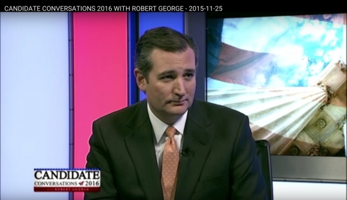 Republican presidential candidate Ted Cruz in conversation with Prof. Robert P. George