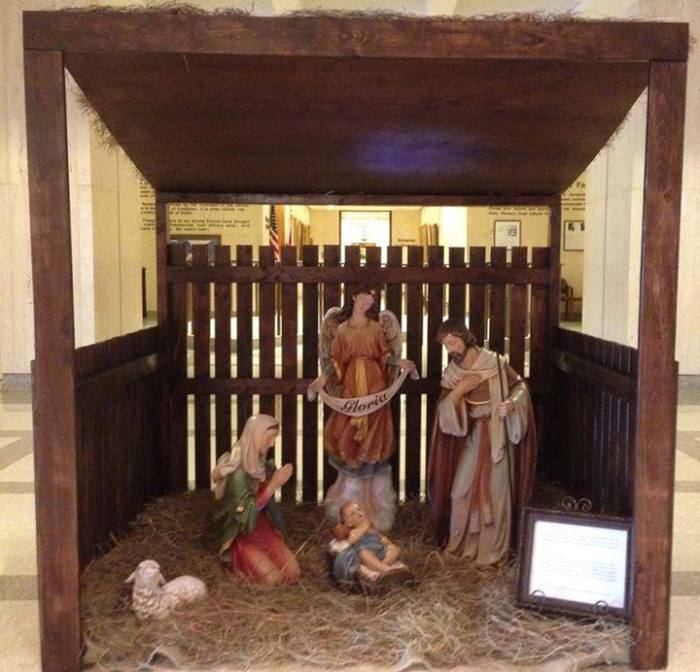 A manger scene placed in the Florida Capitol rotunda in Tallahassee by the Florida Prayer Network. The group has put the nativity scene in the rotunda in 2013 and 2014, but in 2015 decided to not do so.