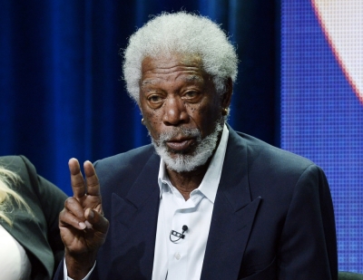 Executive producer Morgan Freeman of the new drama series 'Madam Secretary' participates in a panel during CBS network's portion of the 2014 Television Critics Association Cable Summer Press Tour in Beverly Hills, California, July 17, 2014.