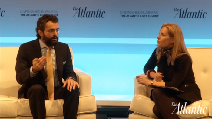 Ryan Anderson talks with The Atlantic's Mary Louise Kelly at The Atlantic's 'Unfinished Business' LGBT Summit in Washington, D.C. on Dec. 10, 2015.