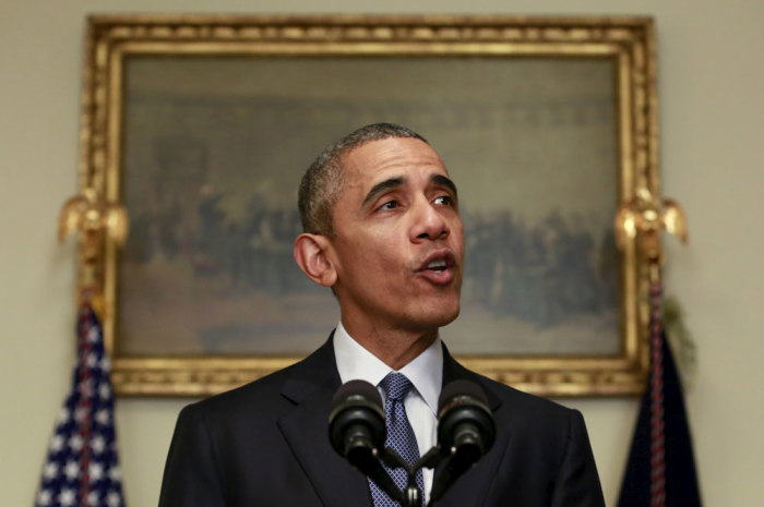 U.S. President Barack Obama delivers a statement on the climate agreement at the White House in Washington, December 12, 2015. The global climate summit in Paris agreed a landmark accord on Saturday, setting the course for a historic transformation of the world's fossil fuel-driven economy within decades in a bid to arrest global warming.
