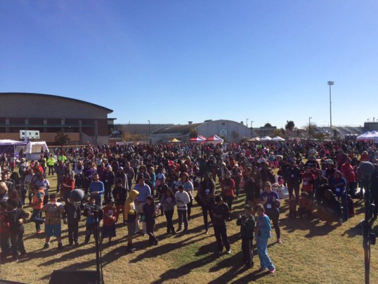 Crowds gather at Toys for Joy, an annual Christmas event hosted by The Rock Church, which benefits underserved San Diego-area families, San Diego, California, December 12, 2015.