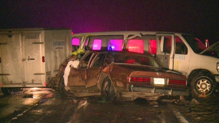 The scene of the crash involving a van from NET Ministries in Colon, Nebraska.