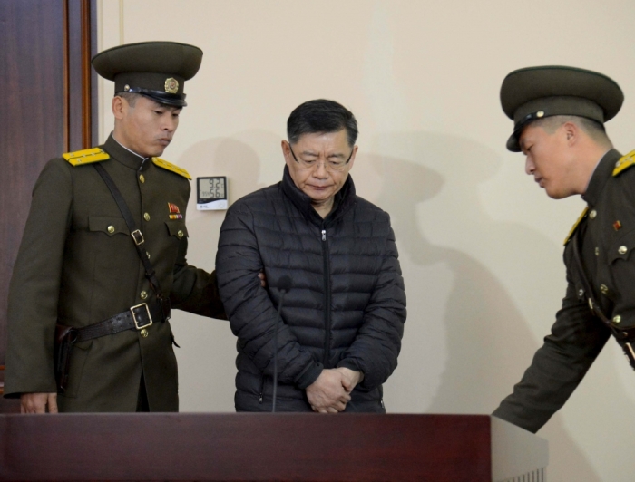 South Korea-born Canadian Pastor Hyeon Soo Lim stands during his trial at a North Korean court in this undated photo released by North Korea's Korean Central News Agency in Pyongyang, December 16, 2015.