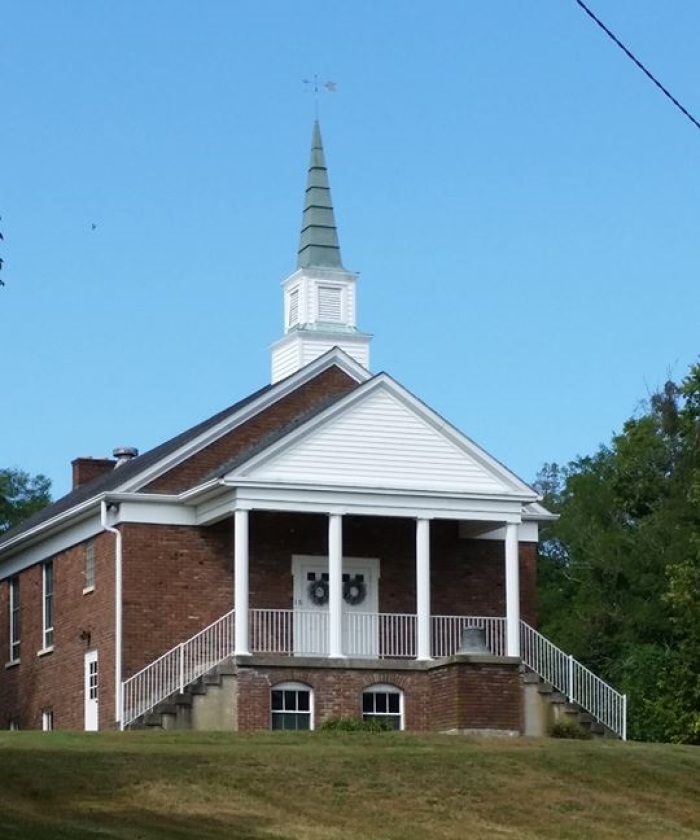 Trinity Baptist Church of Bloomfield, Kentucky. The congregation shares its worship space with Big Spring Bloomfield Presbyterian Church.