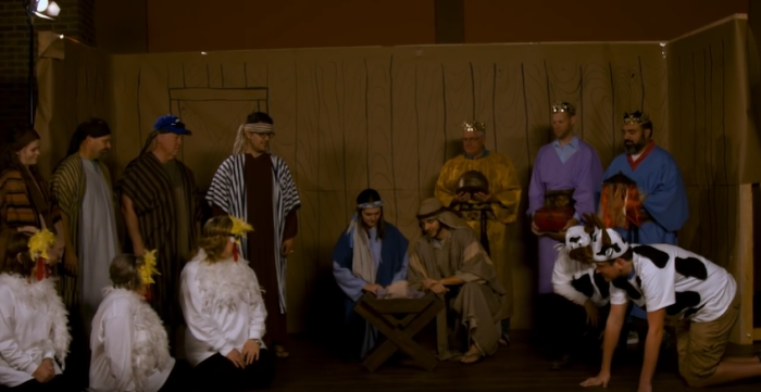 The Christmas story as told by children and acted out by adults at Mobberly Baptist Church.