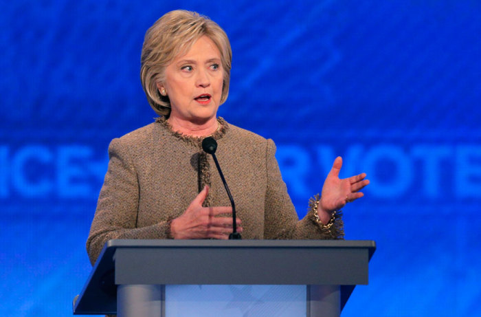 Democratic U.S. presidential candidate and former Secretary of State Hillary Clinton answers a question at the Democratic presidential candidates debate at St. Anselm College in Manchester, New Hampshire December 19, 2015.