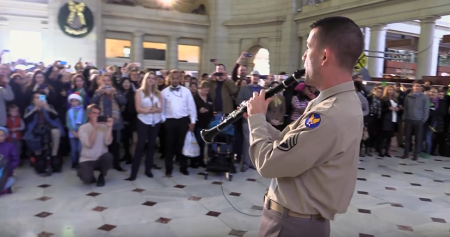 A flashback flash mob conducted by the United States Air Force Band on Dec. 4, 2015 at Union Station in Washington, DC.