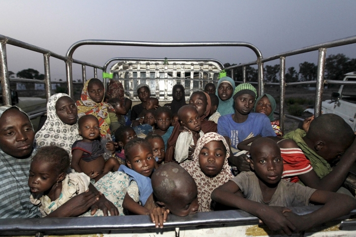 Women and children rescued from Boko Haram ariving at the IDC camp in Yola, Adamawa State in this undated photo.