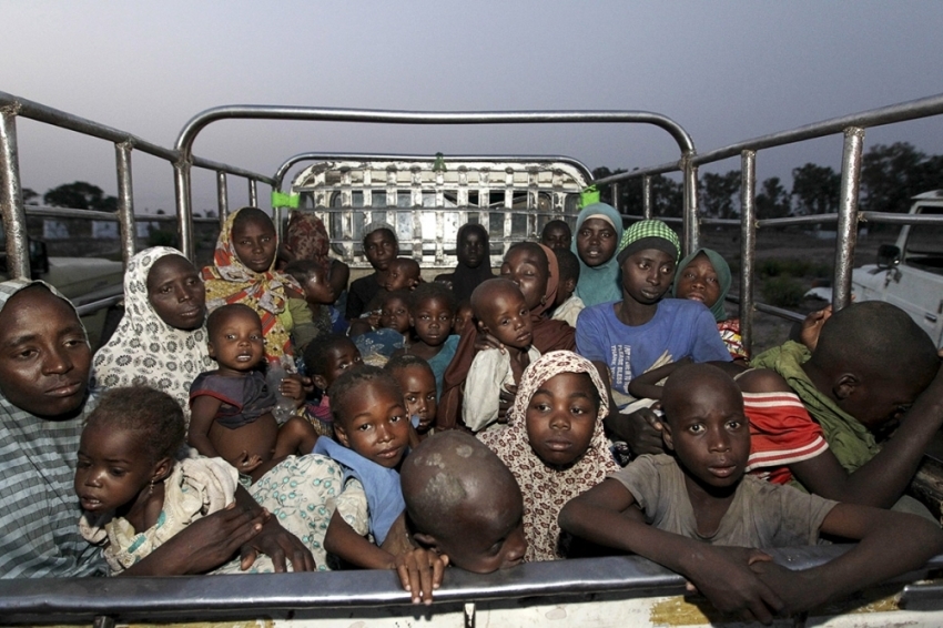 Women and children rescued from Boko Haram ariving at the IDC camp in Yola, Adamawa State in this undated photo.