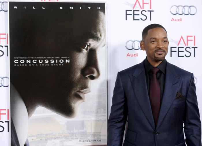 Cast member Will Smith poses during the premiere of the film 'Concussion' during AFI Fest 2015 in Hollywood, California, November 10, 2015.