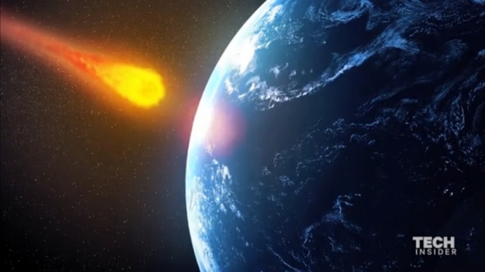 Artist's depiction of an asteroid heading toward Earth, included in a video for Tech Insider on December 28, 2015.