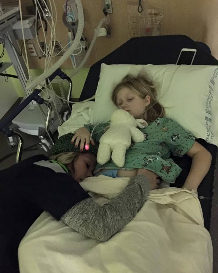 Natalie Grant and daughter Grace Ana, seen in a hospital bed at Swedish Medical Center in Seattle, California, December 2015.