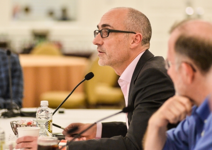 Arthur Brooks (center), president of American Enterprise Institute, speaking at the Faith Angle Forum, Miami Beach, Florida, Nov. 16, 2015.
