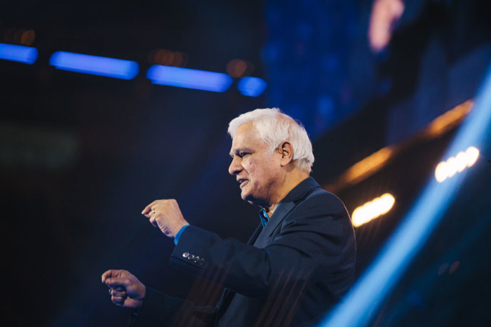 Christian apologist and author Ravi Zacharias speaks to tens of thousands of young adults in Atlanta's Philips Arena on Sunday, January 3, 2016. Students in Houston were able to watch Zacharias through livestream for the first time in Passion's 19 year history.