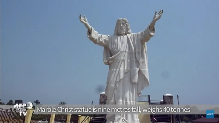 Nigeria unveils a nine-metre tall statue of Jesus Christ carved from white marble, thought to be the biggest of its kind in Africa, on January 1, 2016.