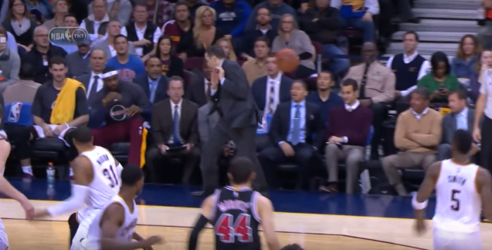 An image from a blooper reel released by the NBA in December of 2015.