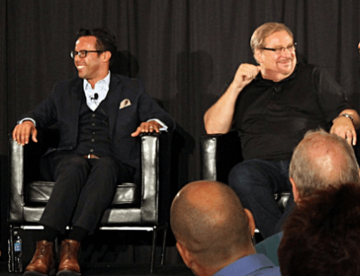 Ethics and Religious Liberty Commission panel on 'Hobby Lobby and the Future of Religious Liberty', Samuel Rodriguez (left), Rick Warren, at the Southern Baptist Convention, Baltimore, Md., June 9, 2014.