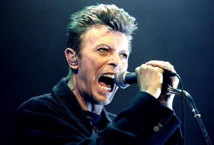 David Bowie performs during a concert in Vienna, Austria in this February 4, 1996.