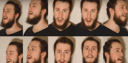 An a cappella version of the classic hymn "Holy, Holy, Holy" with all the parts sung by one singer.