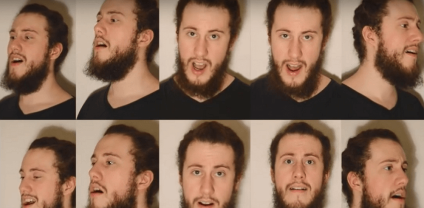 An a cappella version of the classic hymn "Holy, Holy, Holy" with all the parts sung by one singer.