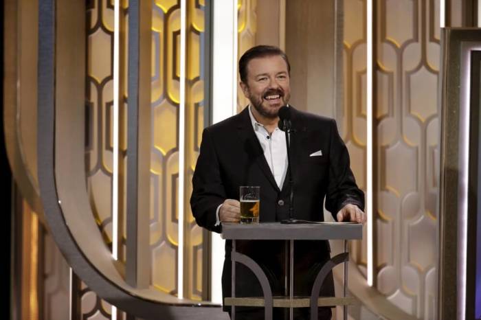 Ricky Gervais hosts the 73rd Golden Globe Awards in Beverly Hills, California, January 10, 2016.