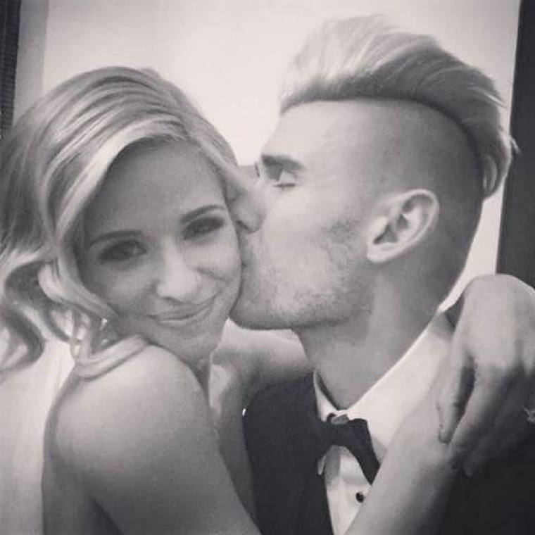 Colton Dixon kisses Annie Coggeshall on their wedding day in Nashville, Tennessee, January 8, 2016.