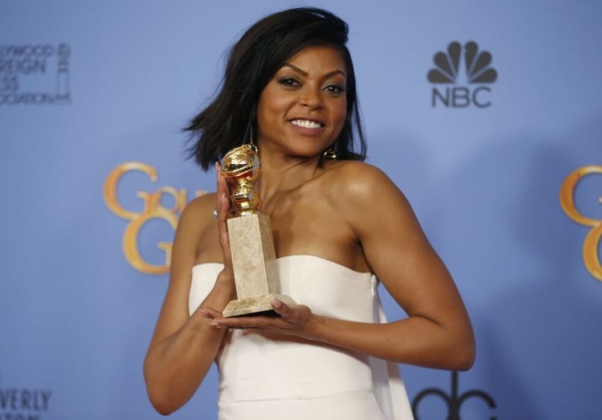 Taraji P. Henson poses with the award for Best Performance by an Actress In A Television Series - Drama for her role in "Empire" backstage at the 73rd Golden Globe Awards in Beverly Hills, California, January 10, 2016.