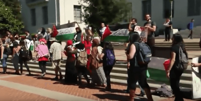 Pro-Palestinian protest on a college campus.