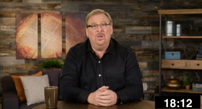 Pastor Rick Warren speaking at the GC2 Summit via video on January 20, 2016.