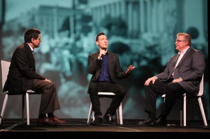 Center for Medical Progress founder David Daleiden discusses his undercover investigation into Planned Parenthood's aborted baby compensation practices with Southern Baptist Convention ethicist Russell Moore and Focus on the Family President Jim Daly at the Evangelicals for Life conference in Washington, D.C. on January 21, 2016.