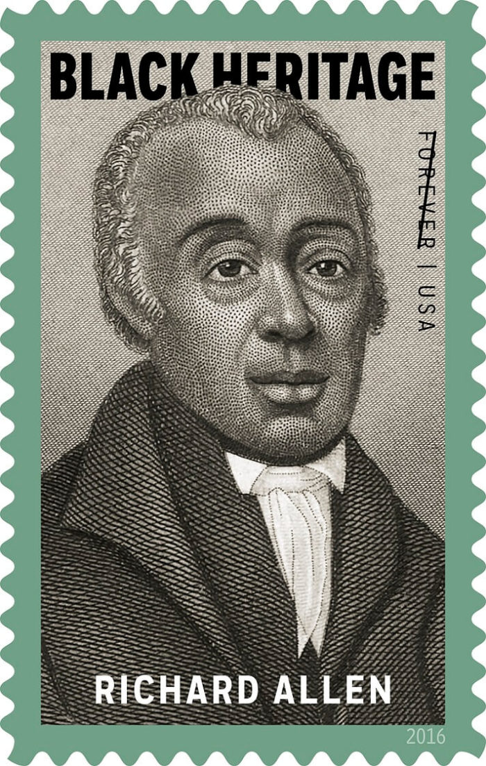 United States Postal Service stamp commemorating Richard Allen, founder of the African Methodist Episcopal Church.