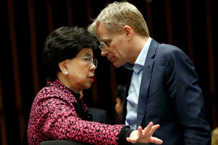 Margaret Chan, the director general of the World Health Organization, and Bruce Aylward, the group's assistant director-general for emergencies, in Geneva, Switzerland, on Thursday.
