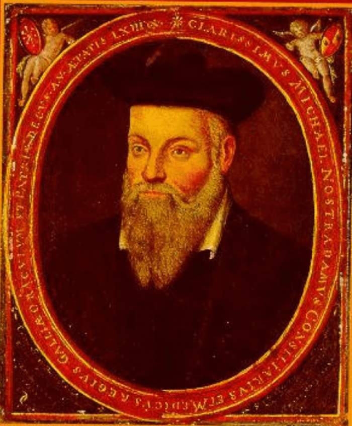 Michel de Nostredame, more commonly known by his Latinized name Nostradamus. A sixteenth-century French apothecary who some believe predicted numerous historical events.