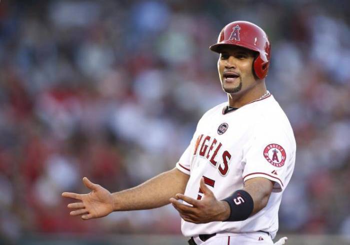 Albert Pujols is a first baseman for the Los Angeless Angels.