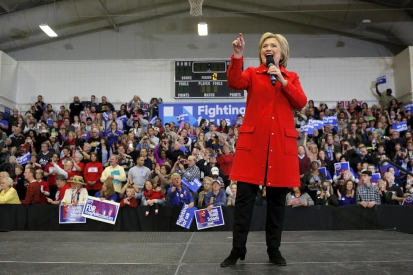 U.S. Democratic presidential candidate Hillary Clinton speaks during a "Get Out to Caucus" rally in Cedar Rapids, Iowa January 30, 2016.