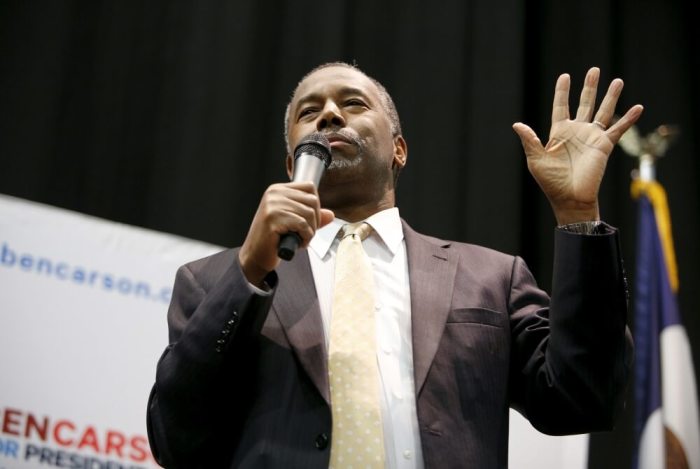 Republican U.S. presidential candidate Ben Carson speaks at a Trust in God town hall at Simpson College in Indianola, Iowa, January 25, 2016.